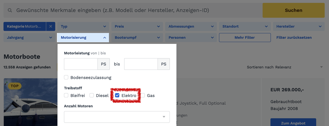 Die &laquo;Motorisierung&raquo;&nbsp;ist ein immer beliebteres Kriterium, vor allem f&uuml;r Motoren auf Binnenseen