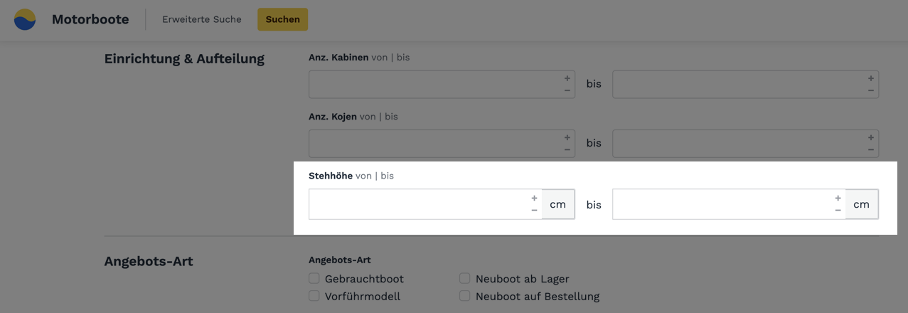 Sogar nach der Stehh&ouml;he k&ouml;nnen Sie filtern