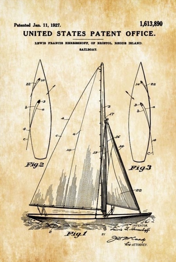 Das Herreshoffsche Patent f&uuml;r doppellagige Vor- und Gro&szlig;segel zwecks besserem Windanschnitt