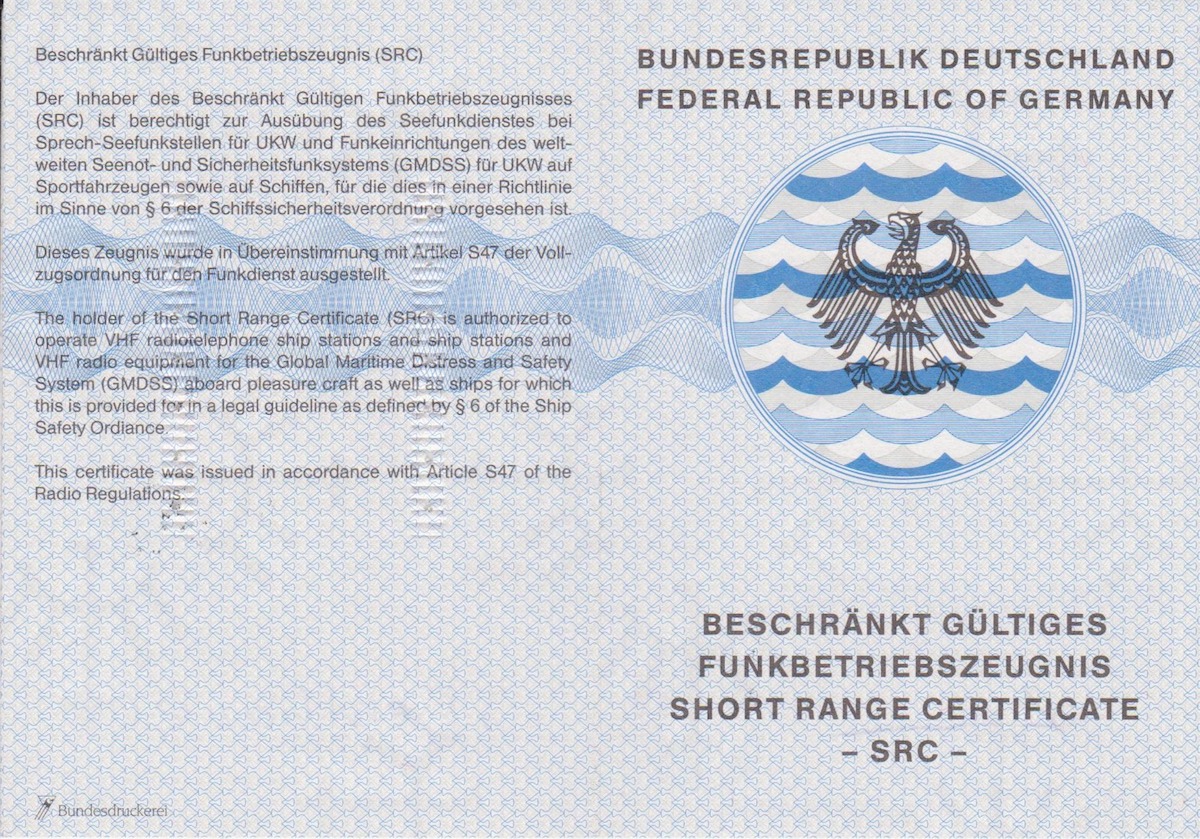 Das Zeugnis f&uuml;r den See&shy;funkdienst