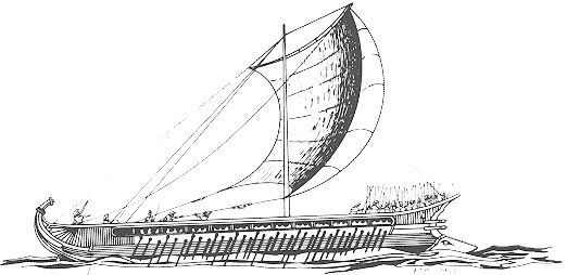 Grafische Darstellung eines r&ouml;mischen Kriegsschiffes &copy; Von F. Mitchell, Department of History, United States Military Academy