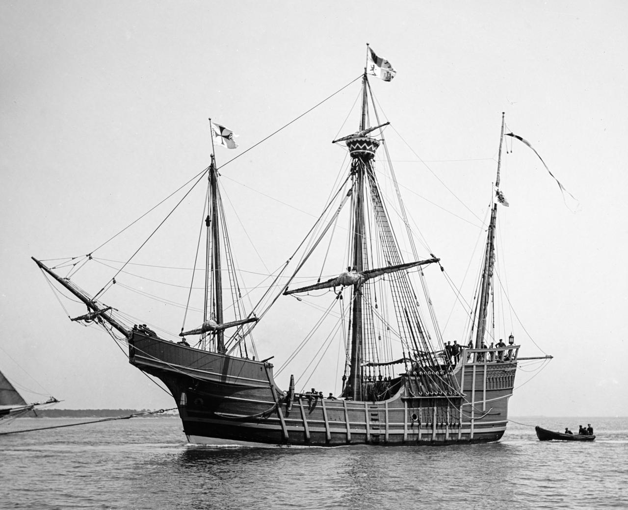 Die Karavelle oder Nao &quot;Santa Maria&quot; von Christoph Kolumbus als Nachbau (1906) &copy; wahrscheinlich Edward H. Hart /US Library of Congress via Wikipedia Commons