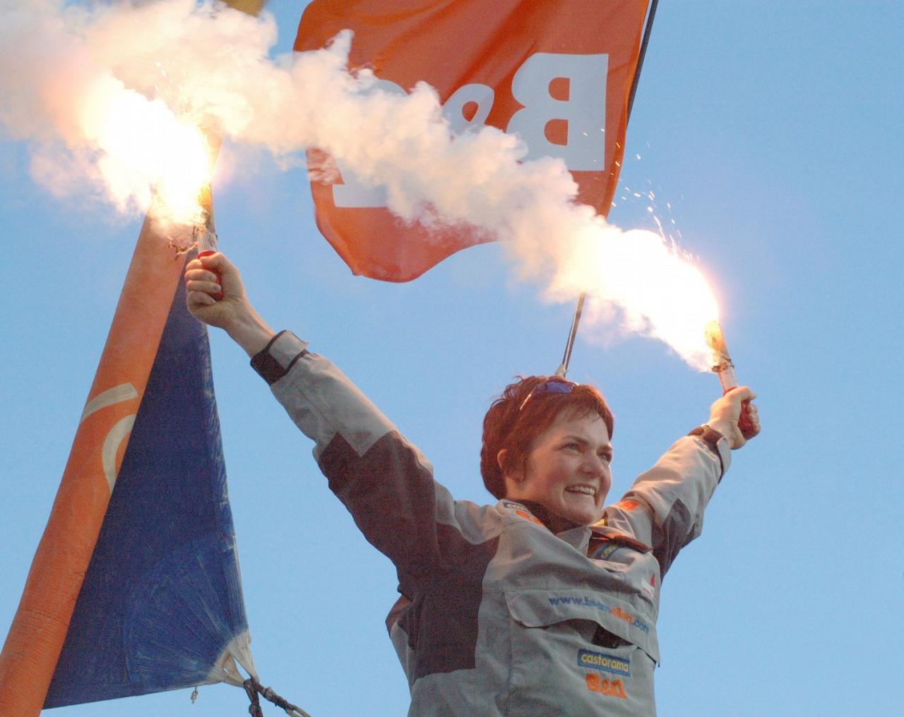 Ellen MacArthur in Siegerpose