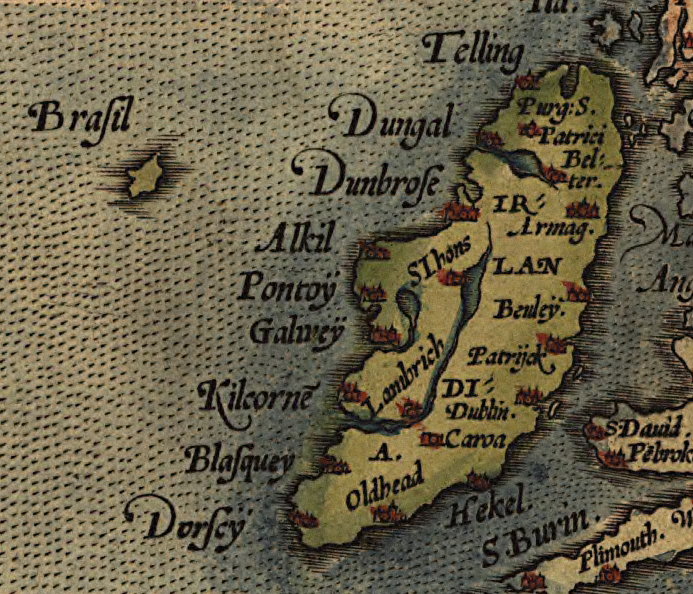 Irland-Karte von Ortelius, 1572. Brasil